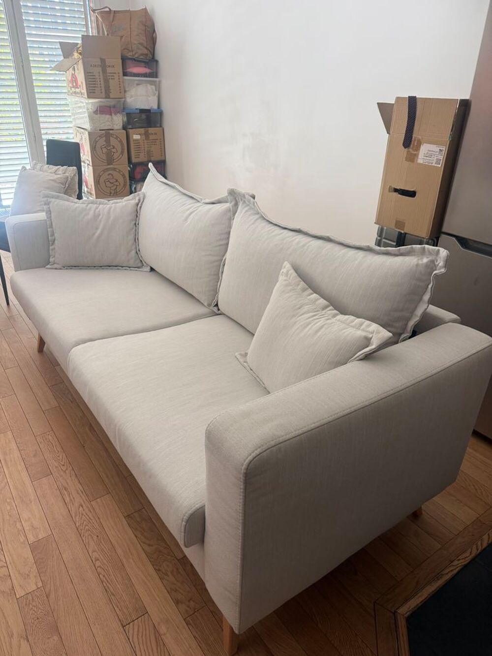 Canap&eacute; 3 places beige &eacute;cru ? 198 cm ? tr&egrave;s confortable Meubles