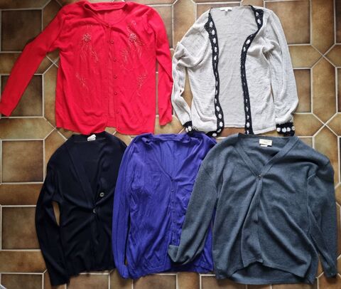 Lot de 5 gilets rouge, beige, noir, violet et gris femme T L 3 Vulbens (74)