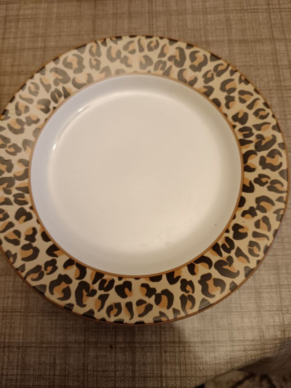 14 assiettes porcelaine bordure L&eacute;opard Cuisine