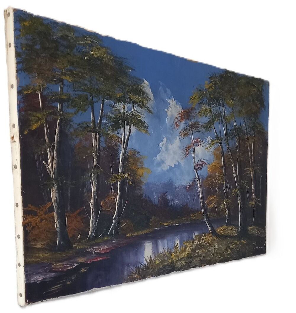 Grand Tableau Huile sur Toile 50x80 cm &Eacute;cole Fran&ccedil;aise Décoration