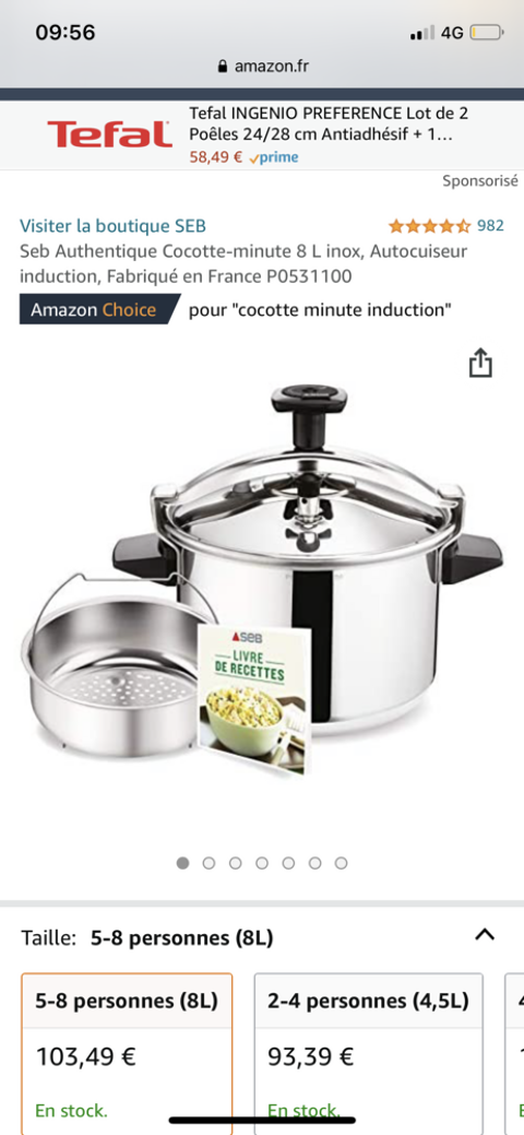 Achat COCOTTE MINUTE SEB 6L occasion - Ahuy