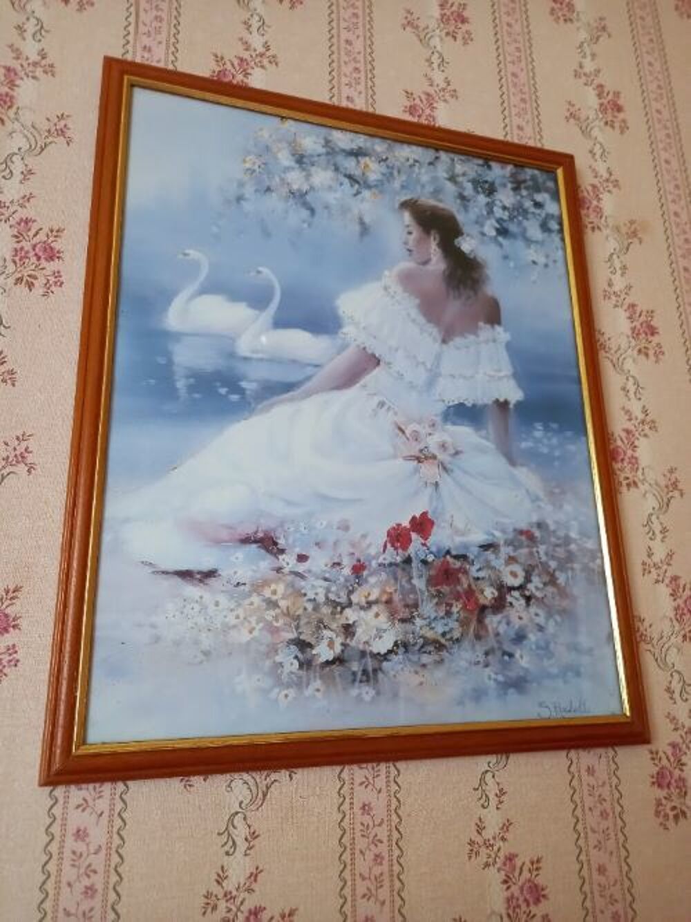Cadre Femme + cygne Décoration