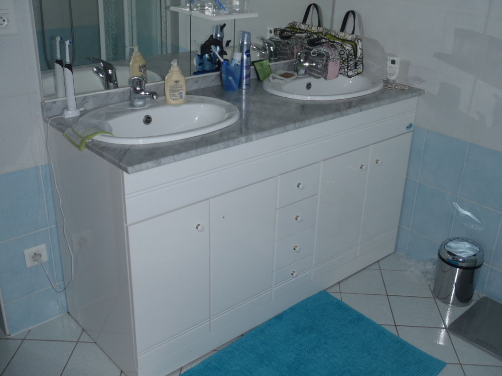 Meuble de Salle de Bain Blanc Brillant + Miroir Meubles