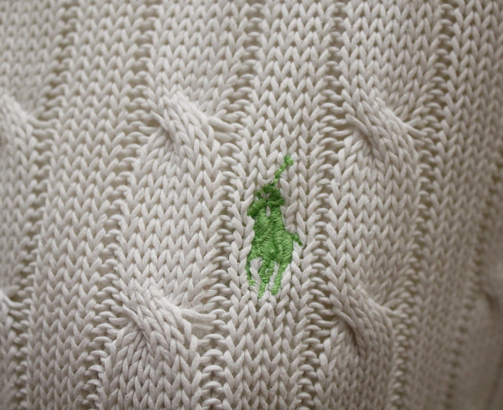 Pull blanc coton torsad&eacute; RALPH LAUREN 
T.L Vêtements