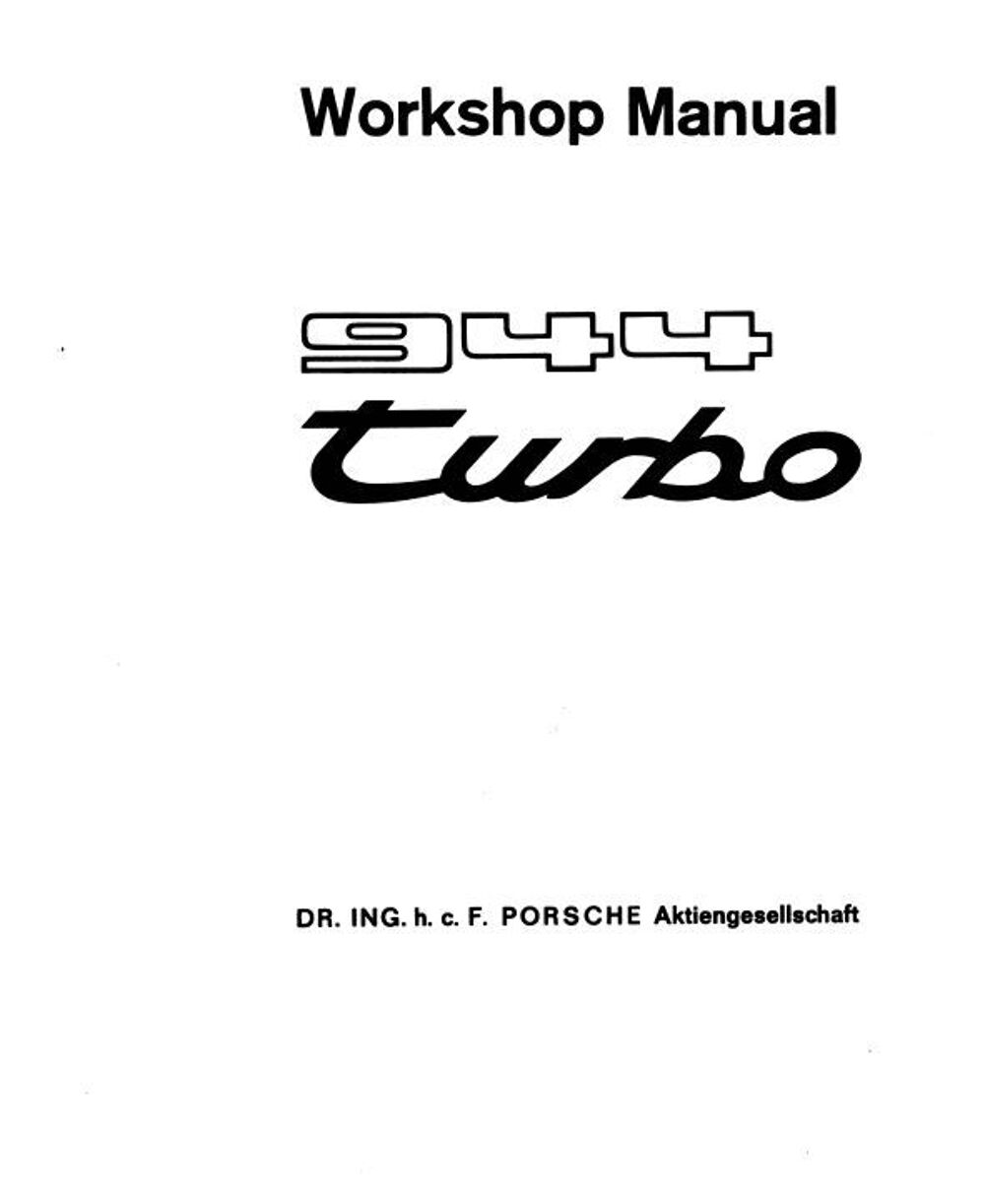 Manuel d'atelier Porsche 944 et 944 Turbo 