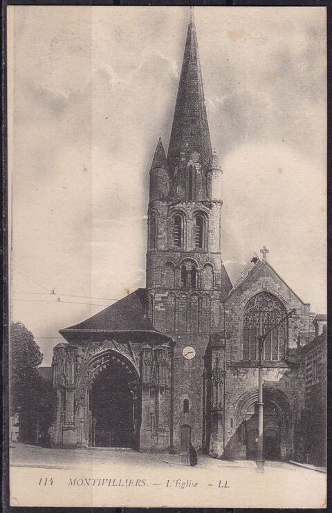 Timbres-CPA-carte postale- Montivilliers (76) L'glise - 191 2 Lyon 5 (69)