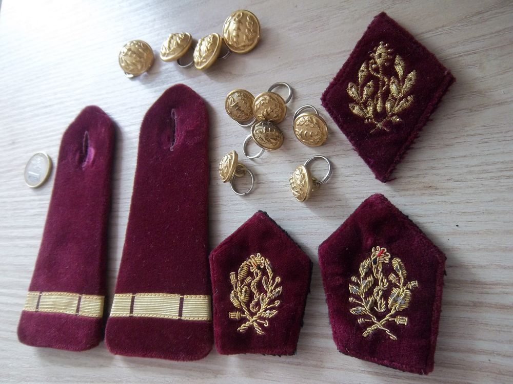 lot militaire boutons &eacute;paulettes insignes col sant&eacute; 