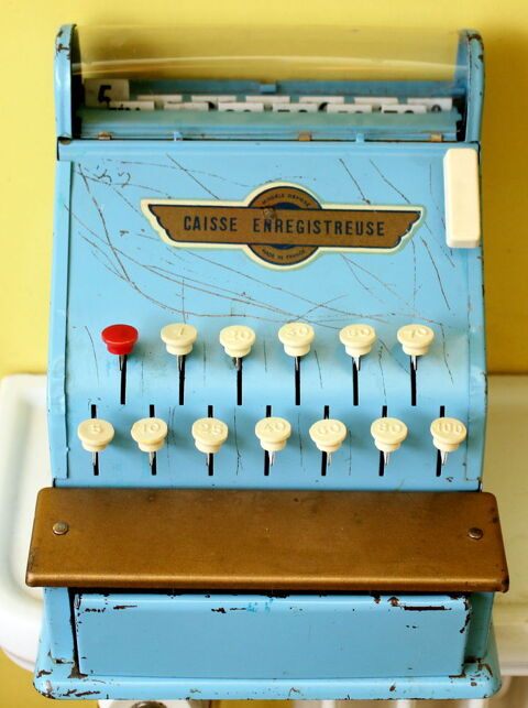 Caisse enregistreuse jouet tôle marchande 1950 70 Issy-les-Moulineaux (92)