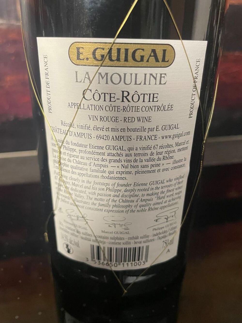 1 Bt C&Ocirc;TE-R&Ocirc;TIE LA MOULINE 2019 97pk - GUIGAL
Cuisine