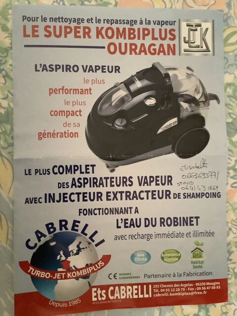 SUPER  KOMBIPLUS OURAGAN - ASPIRO-VAPEUR. Pont-Saint-Esprit (30)