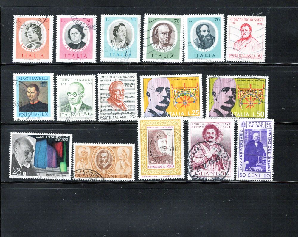 36 timbres de SUISSE et d'ITALIE avec des PERSONNALITES 