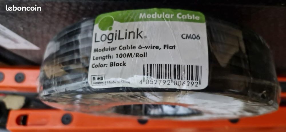 LogiLink Modular Flat Cable 6-wire, colour black, 100m * 3 Matériel informatique