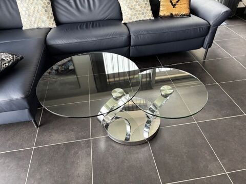 TABLE BASSE  ALUMINIUM PLATEAUX VERRE 140 Antibes (06)