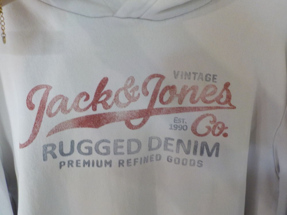 SWEAT JACK &amp; JONES BLANC A CAPUCHE TAILLE L Vêtements
