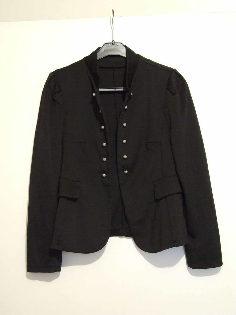 Veste blazer col Mao, MISS COQUINE, Noir, T. 38 (M) TBE Vêtements