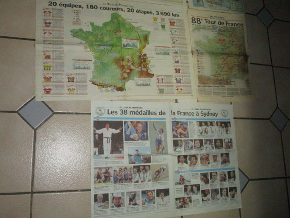 VIEILLES CARTES PARCOURS TOUR DE FRANCE 2001-1999-1995 