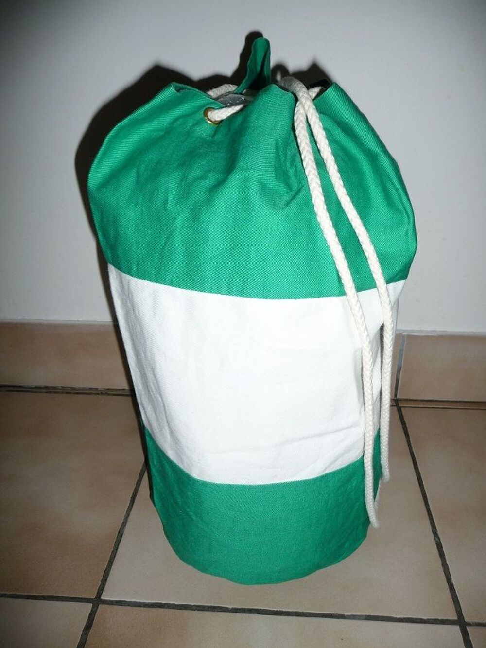 Sac Marin Vert &amp; Blanc - NEUF Maroquinerie