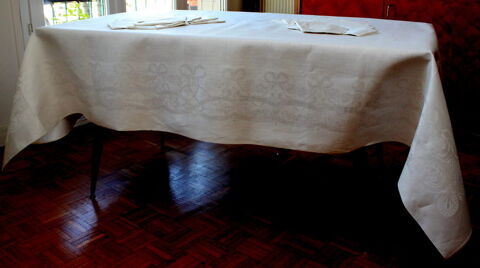 Nappe blanche ancienne lin & coton + serviettes 120 Issy-les-Moulineaux (92)