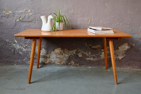 Table basse ancienne tout bois aux pieds compas style bohème 290 Wintzenheim (68)