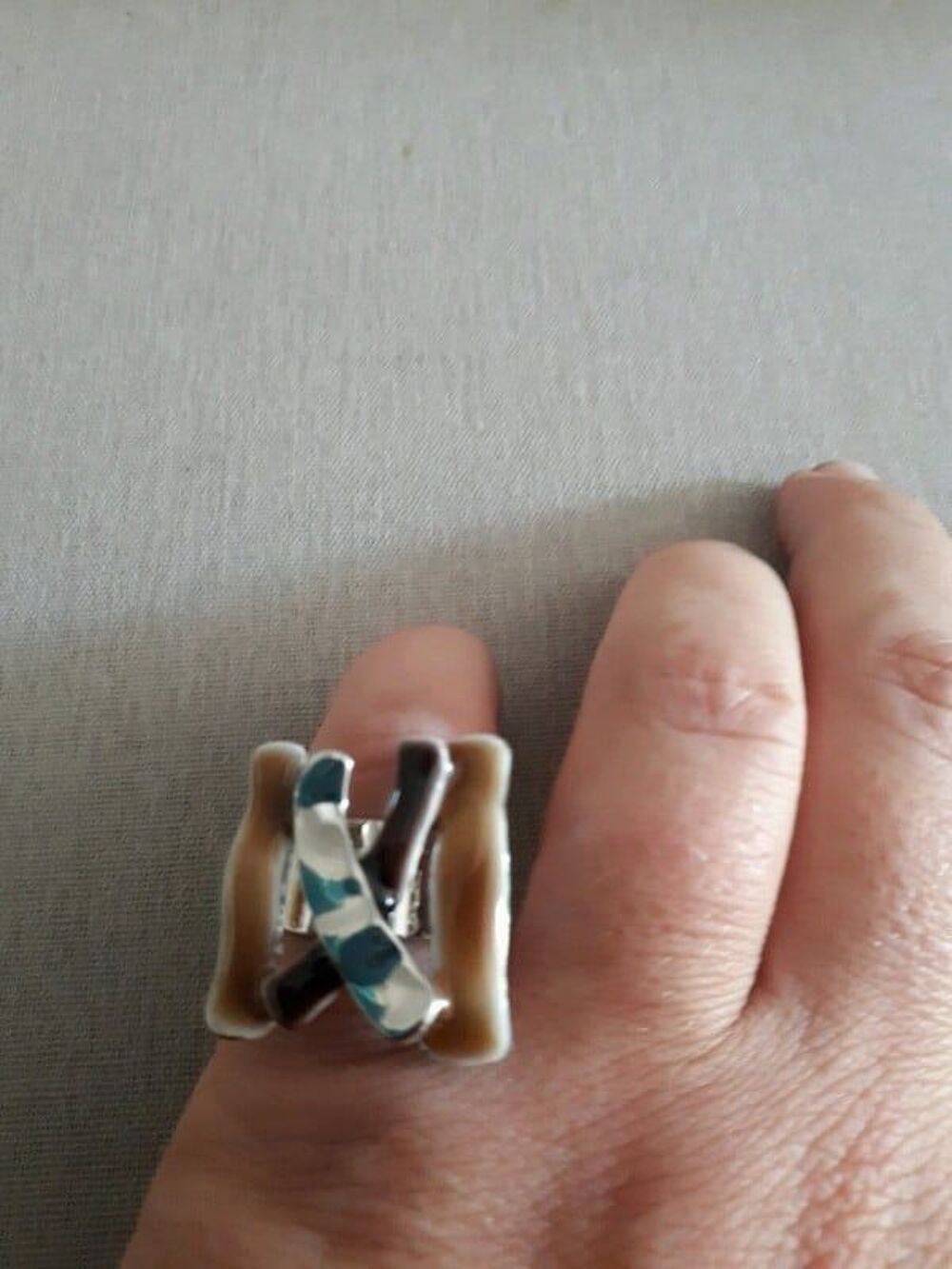 Bague argent&eacute; et marron Bijoux et montres