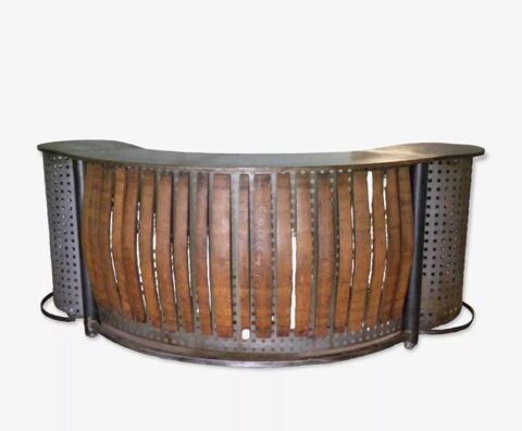 Comptoir / bar acier & bois. 2M75 long meuble design  sign 0 La Cavalerie (12)