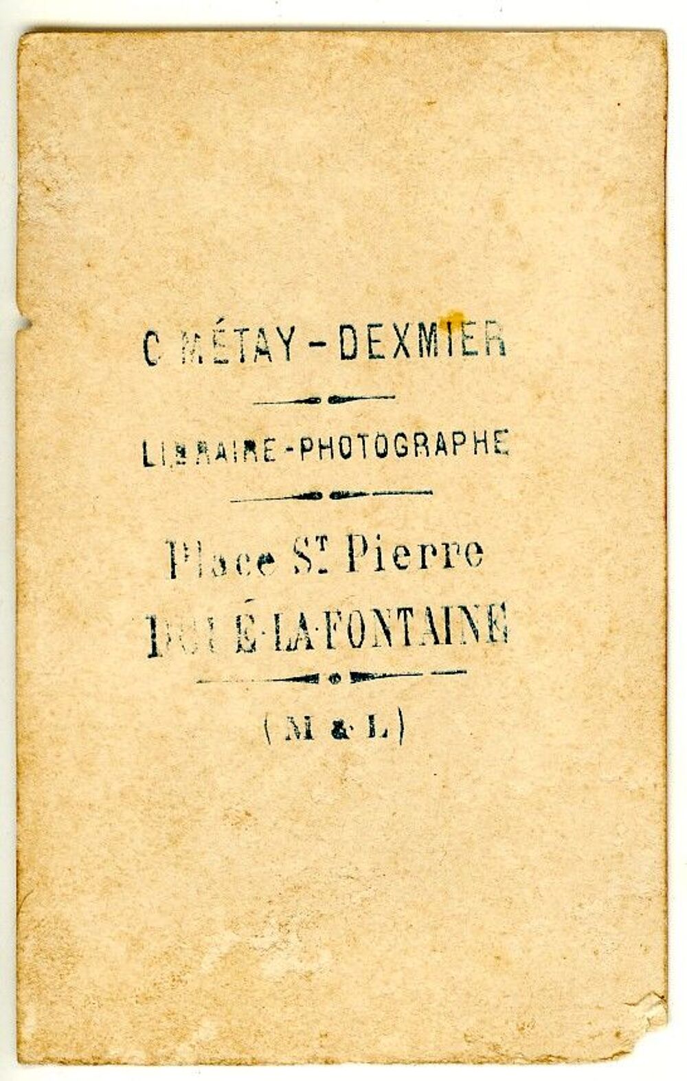 Cdv Post-Mortem Photographie XIX&egrave;me Dou&eacute; la Fontaine 1870 