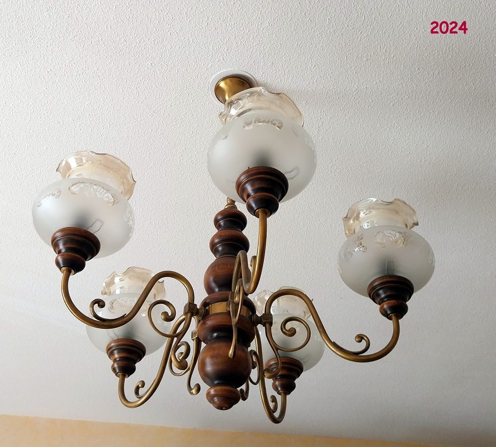 lustre style L. Philippe bois -laiton Meubles