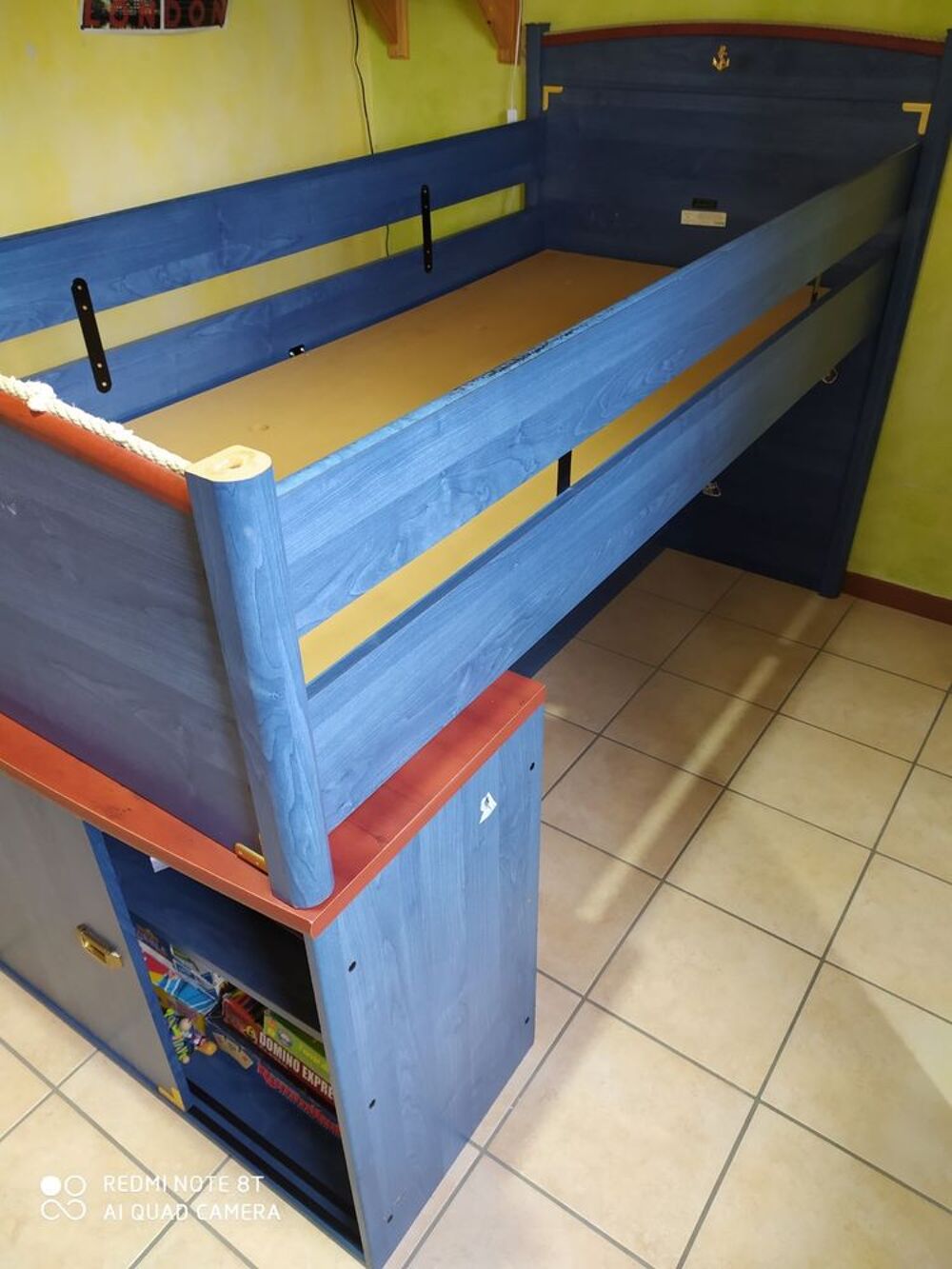Grand lit enfant 90 x 200 cm avec nombreux rangements Meubles