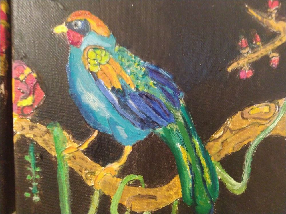 tableau: l'oiseau sur une branche de cerisier Décoration
