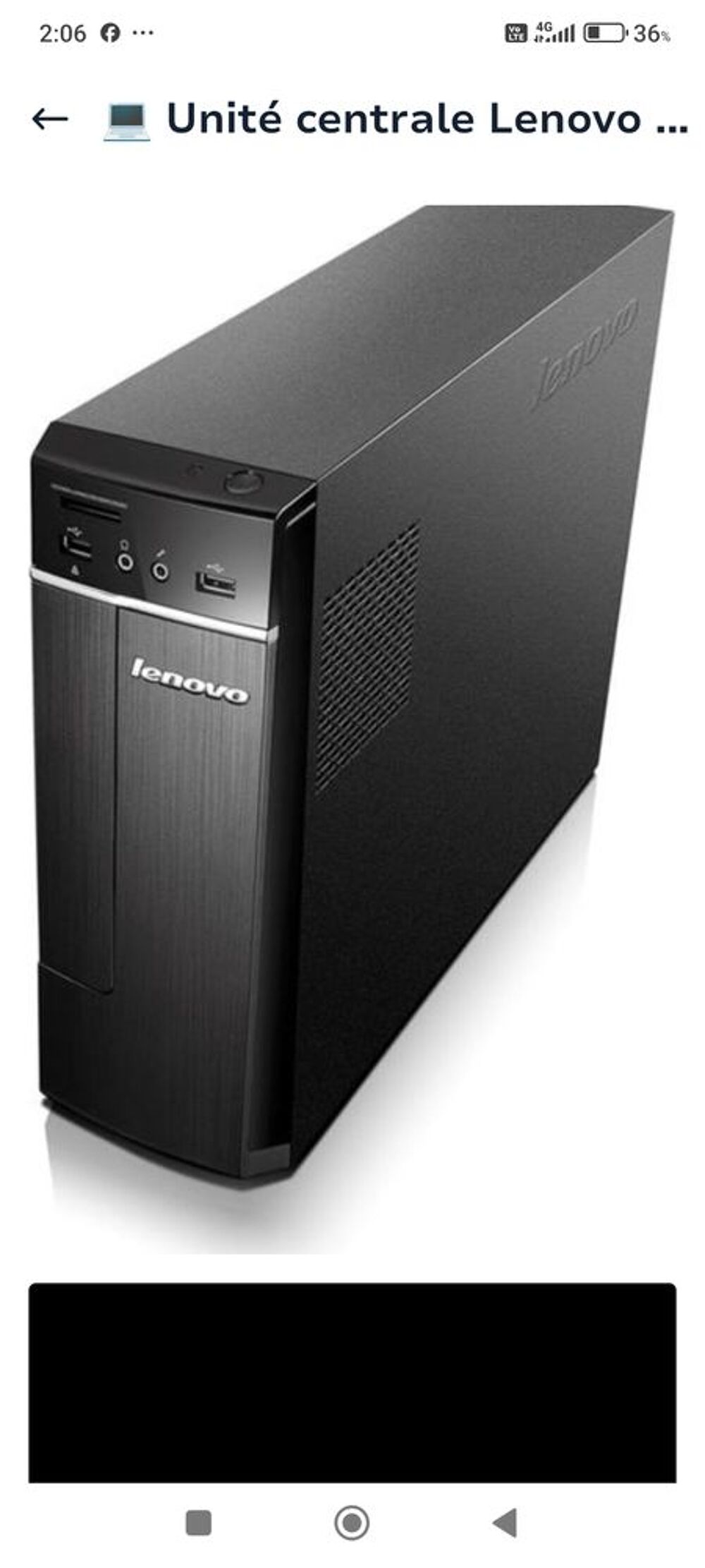 Unit&eacute; centrale Lenovo (&eacute;cran, souris et clavier filaire.) Matériel informatique
