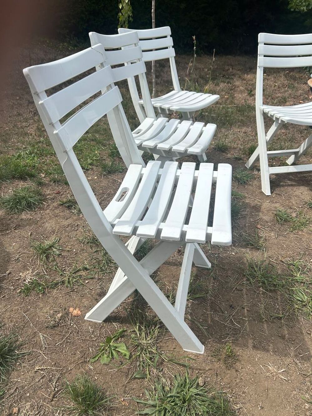 Lot 4 Chaises pliantes plastique ext&eacute;rieur Jardin