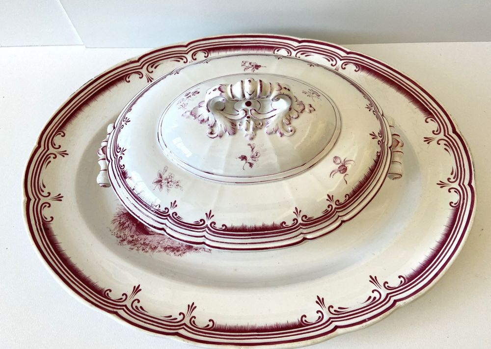 L&eacute;gumier Fa&iuml;ence Fine Paris France Cr&ecirc;tes Roses B&amp;Cie Barlue Décoration
