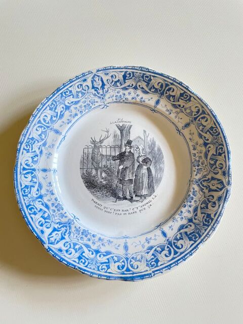 CREIL et MONTEREAU ASSIETTE PARLANTE Porcelaine opaque n°5  14 Toulouse (31)