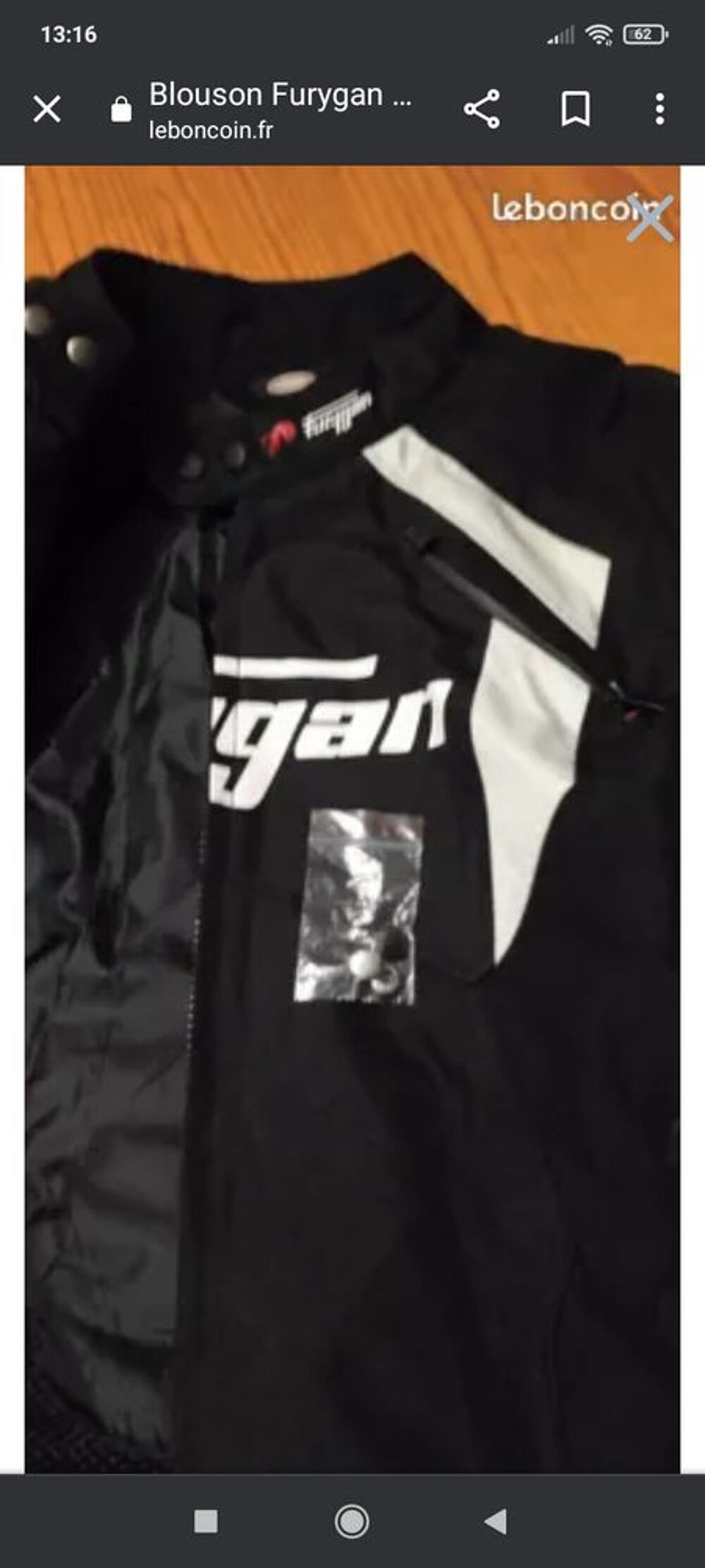 Blouson Moto FURYGAN Noir et Blanc Vêtements