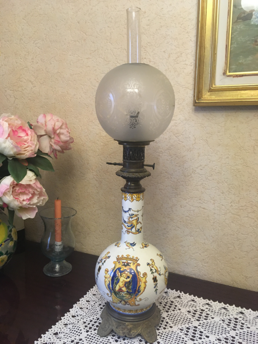  2 Lampes &agrave; p&eacute;trole anciennes en Gien Décoration