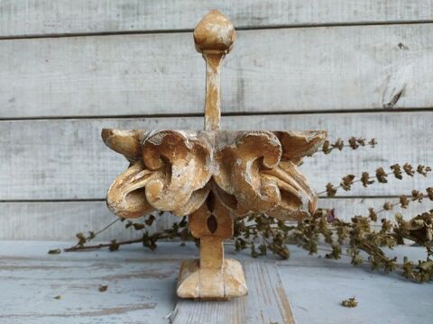 Ancien Fleuron Bois Sculpt� Style Gothique Stuc Dor� Meuble 80 Loches (37)