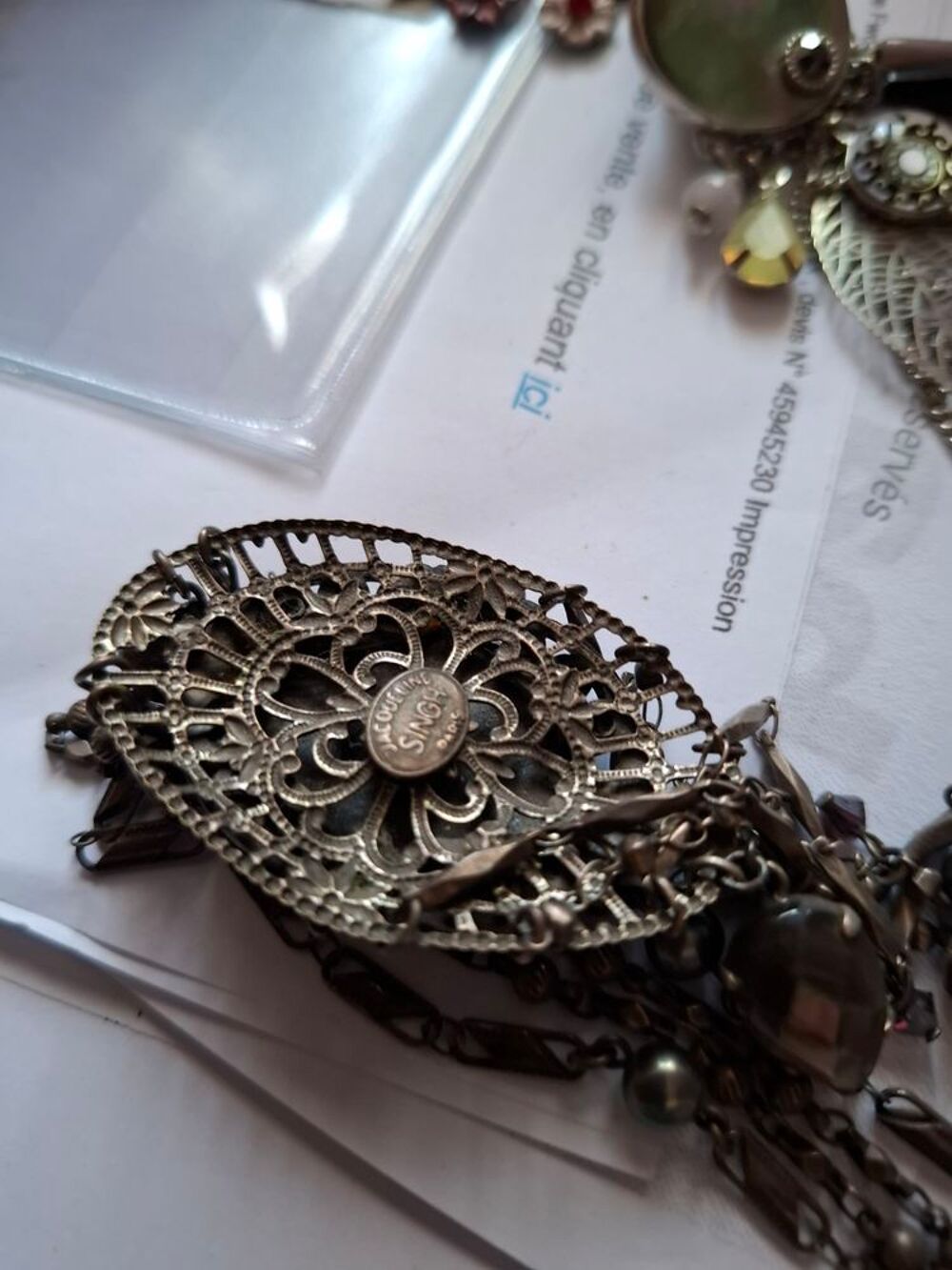 collier vintage sign&eacute; Jacqueline Singh Paris Bijoux et montres