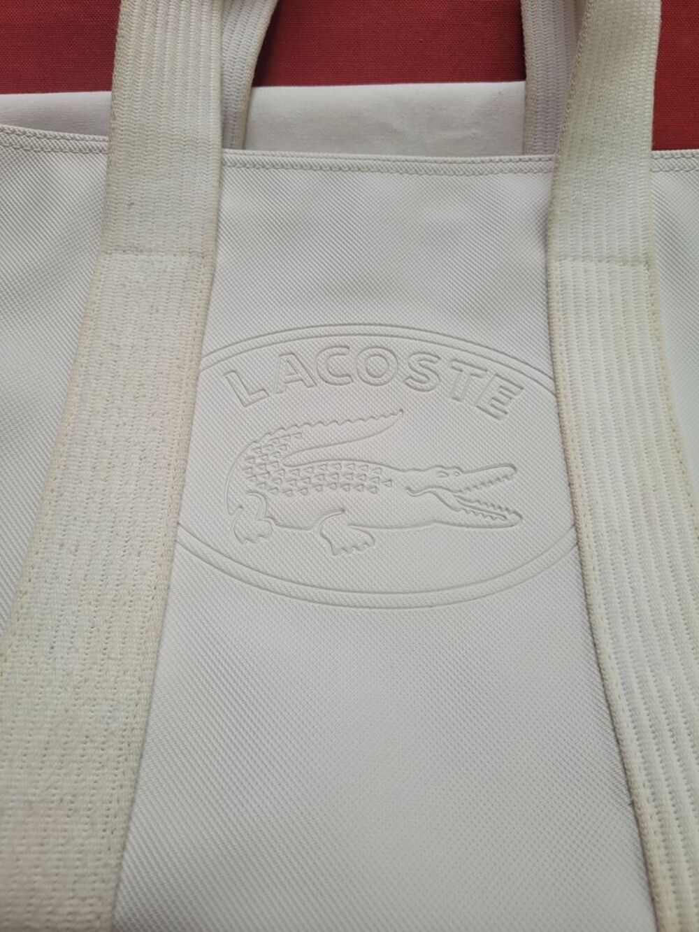 Sac shopping LACOSTE Blanc en Bon Etat g&eacute;n&eacute;ral Maroquinerie