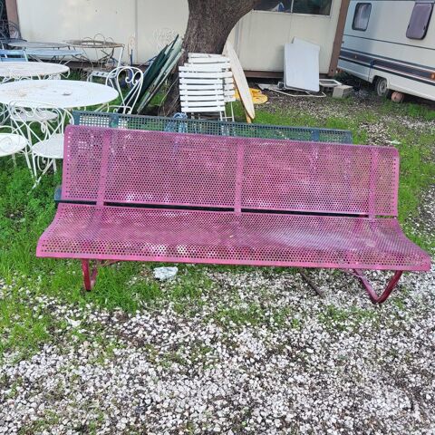 banc de jardin public fer forgé ancien 220 La Farlède (83)