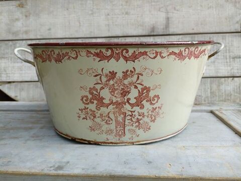 Bassine Émaillée Décor Vieux Rose Shabby Chic Enamel 120 Loches (37)