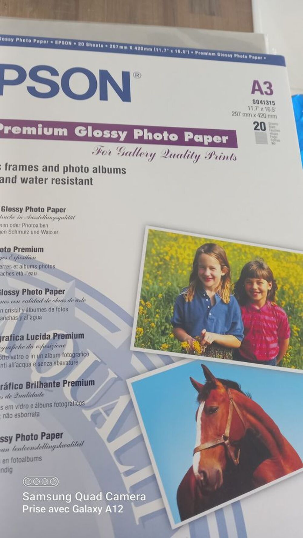 Papier Epson Premium glossy photo A3 Matériel informatique