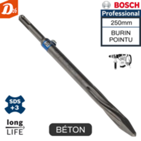   Burin pointu BOSCH Pro SDS-plus-3 Long Life 250mm 