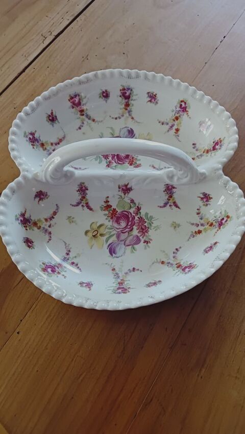 Plat ou serviteur en porcelaine ancien Ferrières (17)