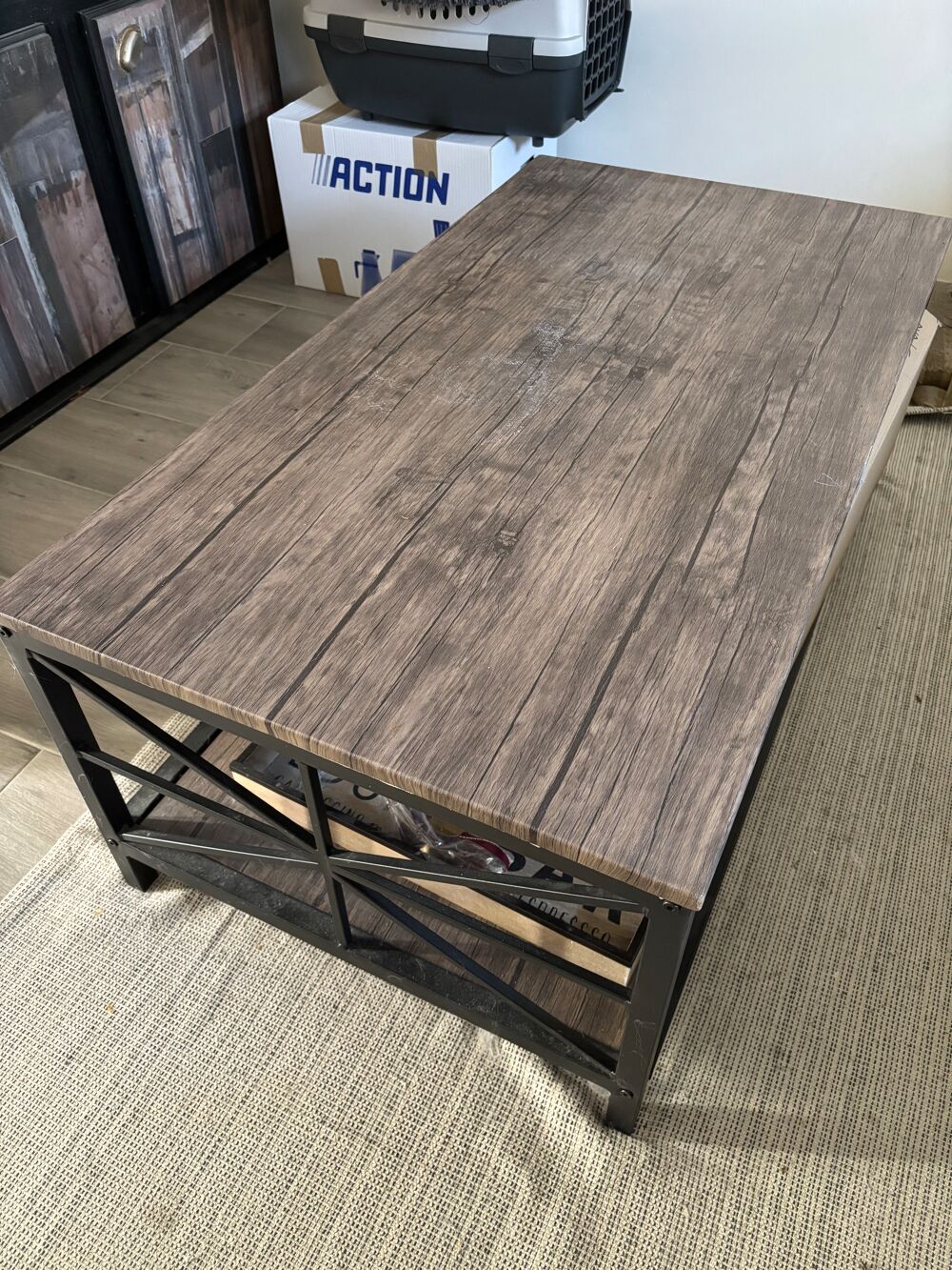 Table basse bois et m&eacute;tal Meubles