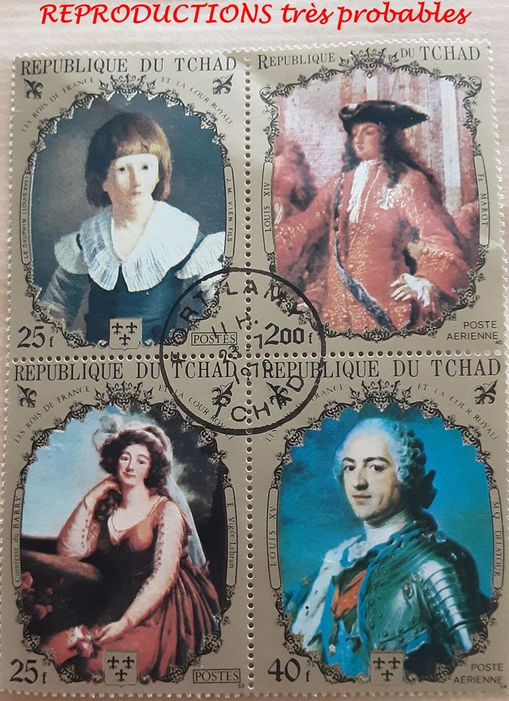 8 timbres &agrave; collection TCHAD REPRODUCTIONS 