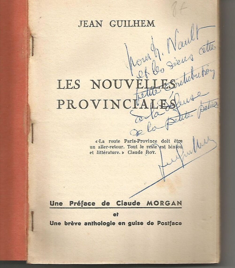 Jean GUILHEM Les nouvelles provinciales - d&eacute;dicac&eacute; Livres et BD