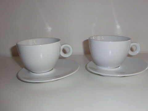 Set de 2 grandes  tasses blanches Café Caron 5 Rueil-Malmaison (92)