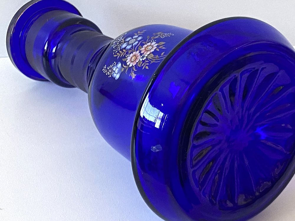 Atypique Gros Vase Photophore Verre &Eacute;pais Bleu Cobalt D&eacute;co 