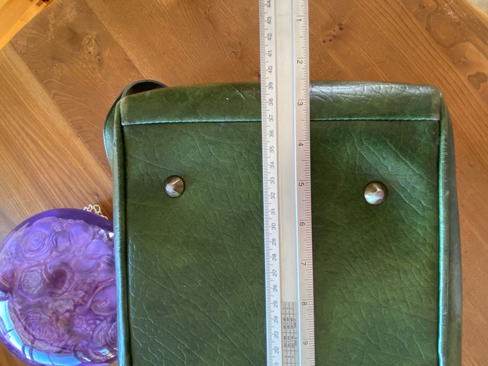 rare sac voyage, vert, vintage Maroquinerie