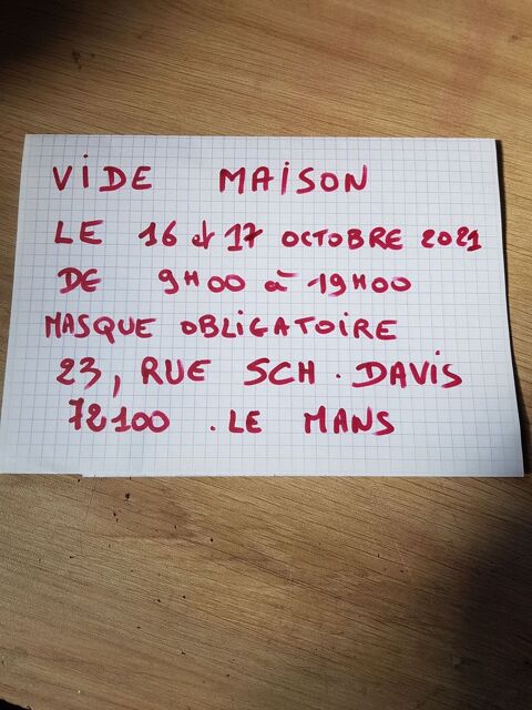 vide  maison
23 rue sch davis Le Mans  1 Le Mans (72)